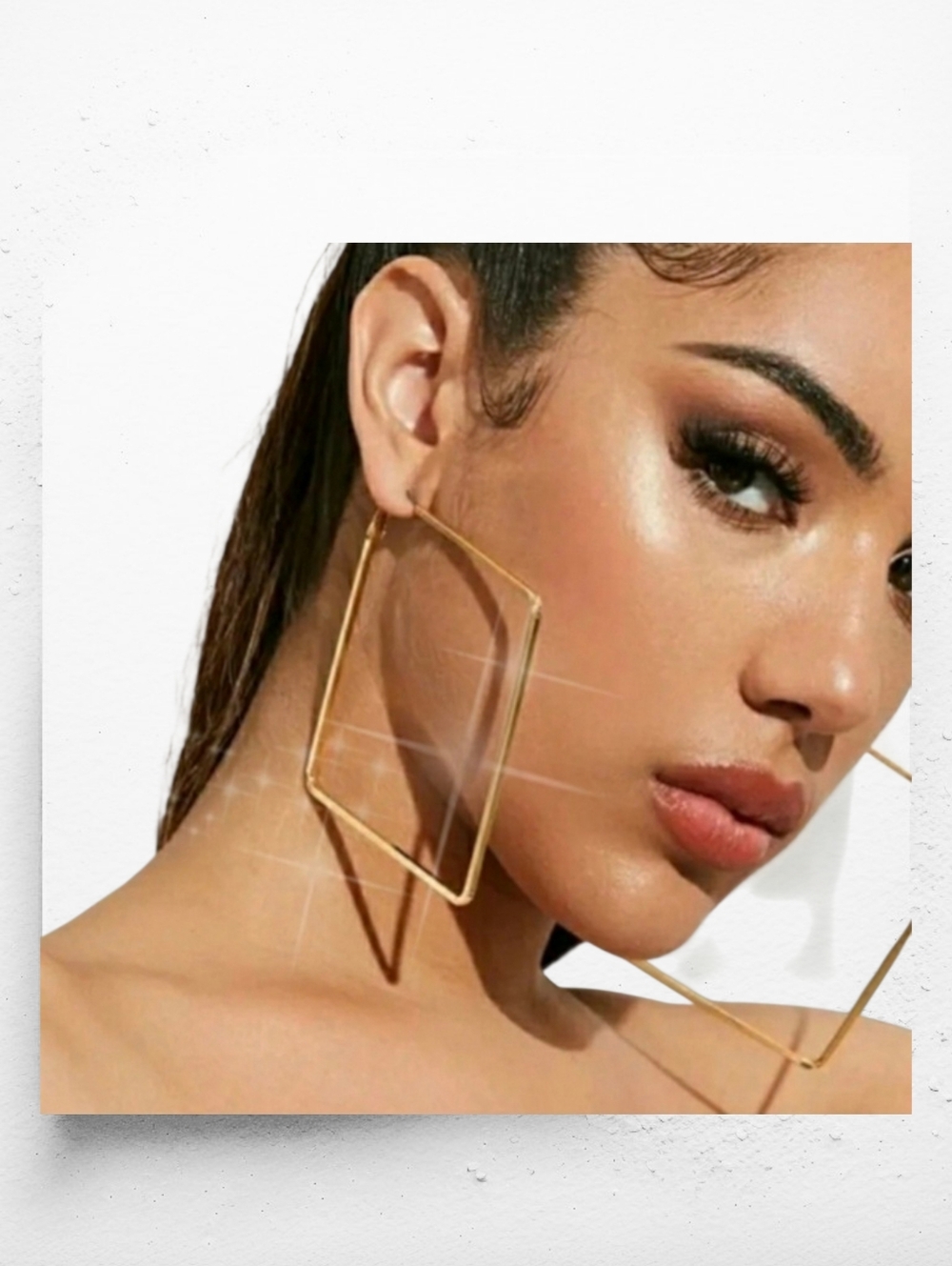 LARGE SQUARE DROP HOOPZ ▪︎ Honey Gold